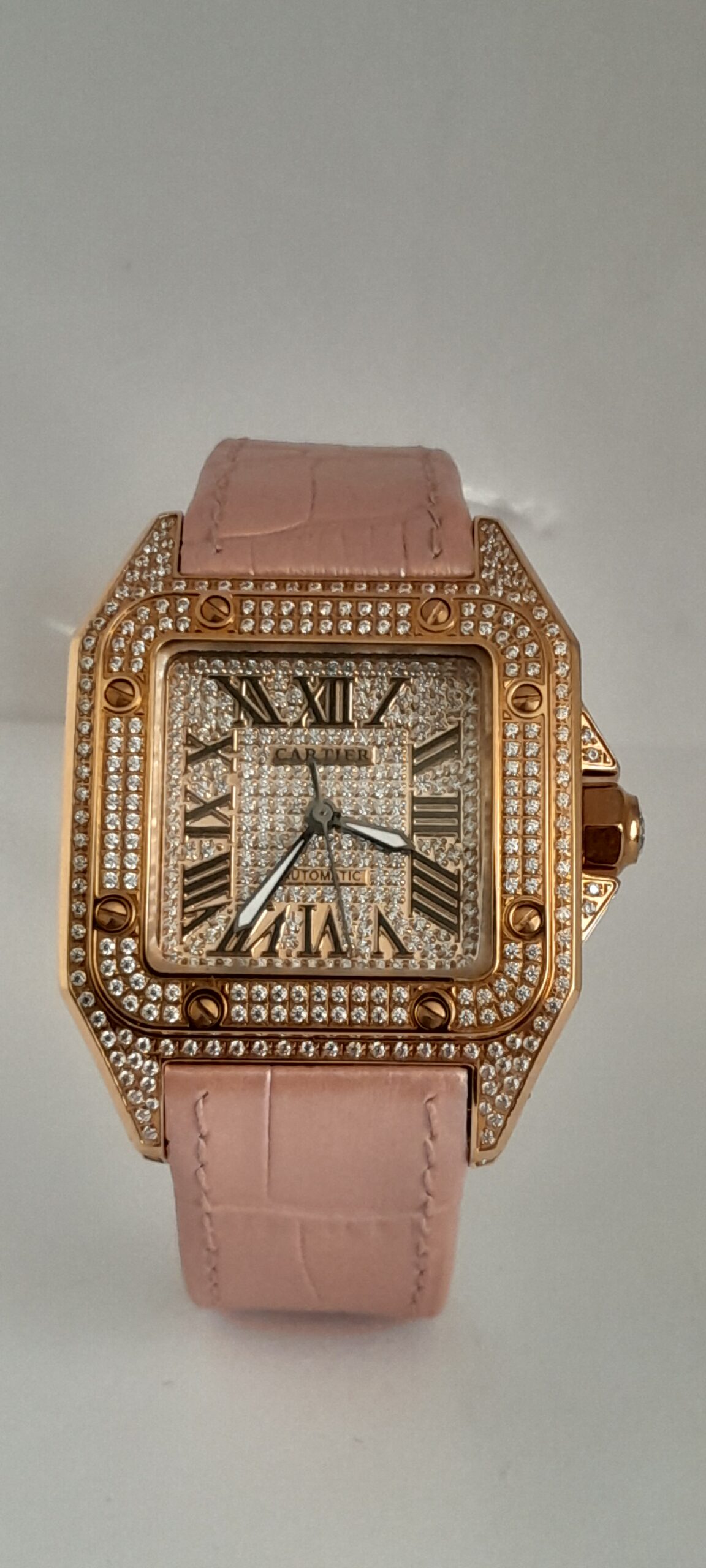 Swiss Cartier Santos Oro Rosa Full Dumont