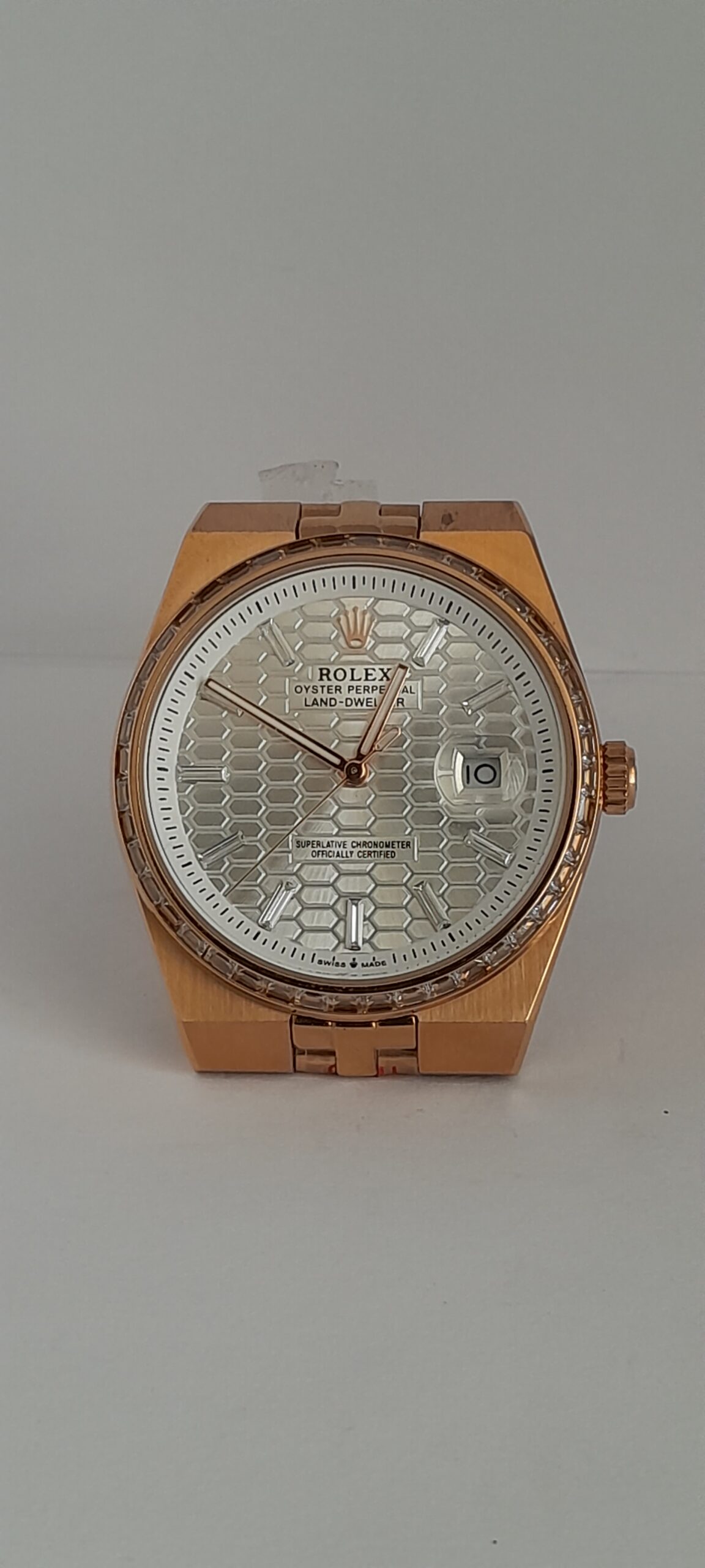 Rolex Land-Dweller Oro Rosa Bisel Piedras